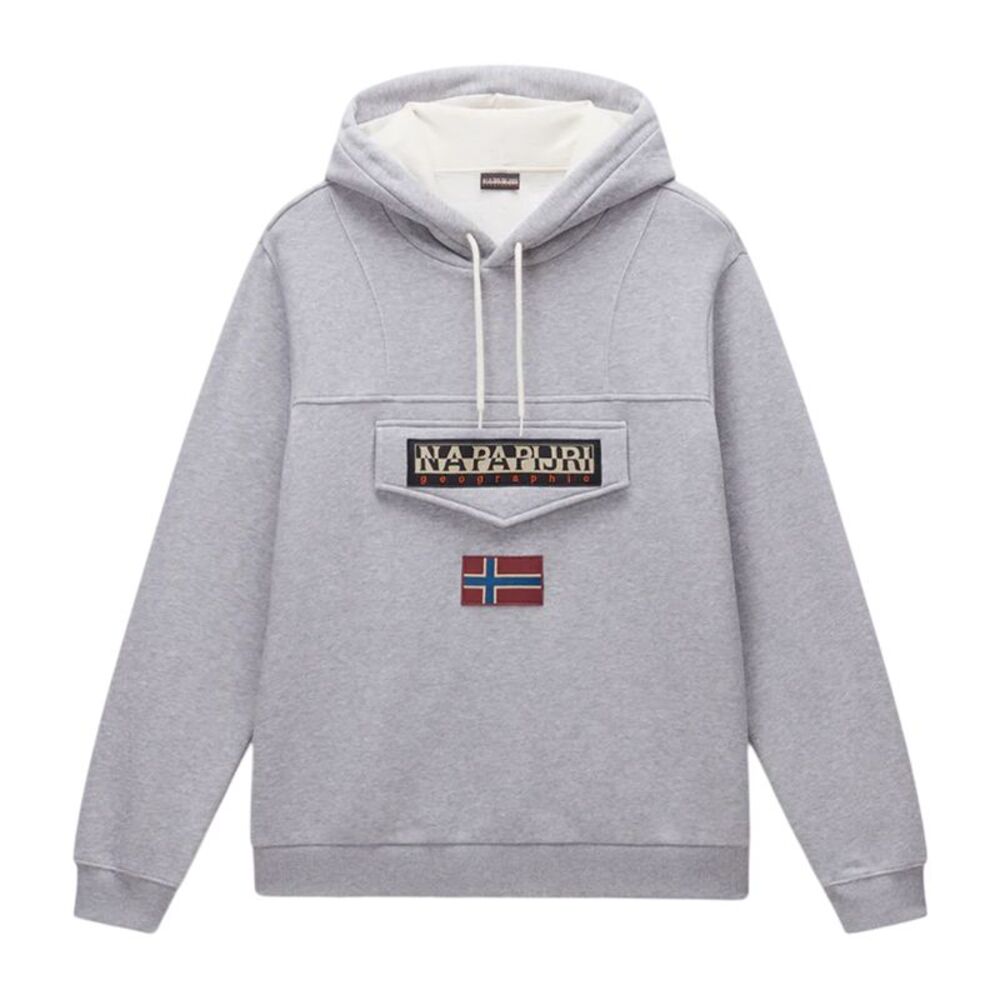 Napapijri Mens Burgee Regular Hoodie / Grey Melange